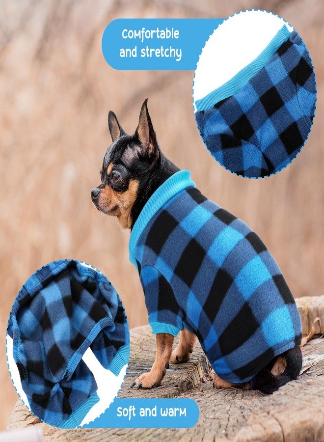 SilTriangle 3 Pcs Plaid Dog Pajamas Soft Fleece Pet Sweater Clothes Warm Outfits for Small Dogs Puppy Cats Winter Christmas Costume Jumpsuit(XS: Neck 10in, Chest 13.8in, Back 10in) - Image 3